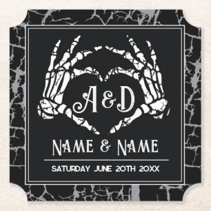 Skeleton Heart Hands Coasters Wedding Black Party