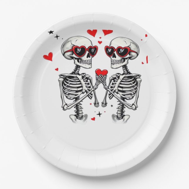 Skeleton Heart Hands For Trending Paper Plates (Front)