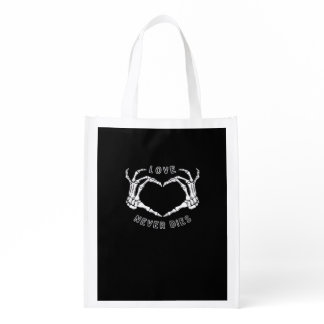 Skeleton Heart Hands Funny & Classic Grocery Bag