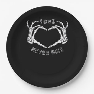 Skeleton Heart Hands Funny & Classic Paper Plates