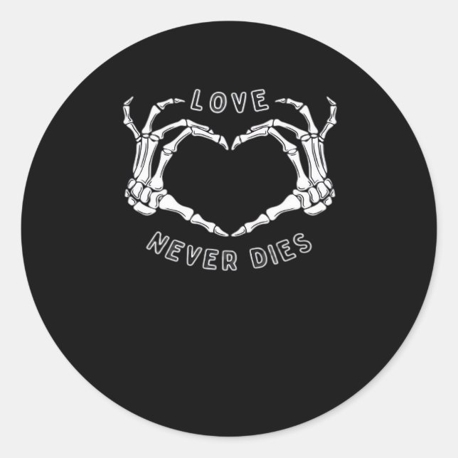 Skeleton Heart Hands Funny Classic Style Classic Round Sticker (Front)
