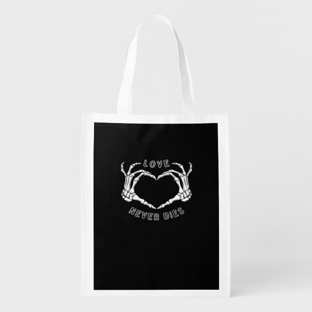 Skeleton Heart Hands Funny Classic Style Grocery Bag (Front)