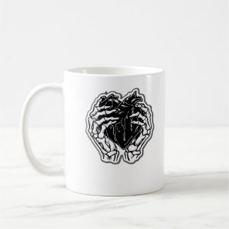 Skeleton Heart Hands Funny Playful Mood Coffee Mug