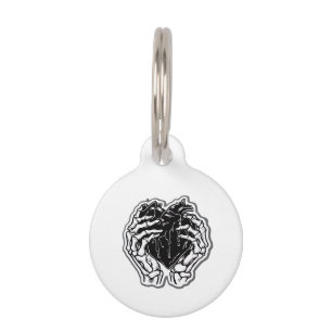 Skeleton Heart Hands Funny Playful Mood Pet ID Tag