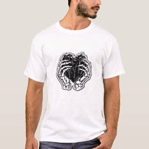 Skeleton Heart Hands Funny Playful Mood T-Shirt