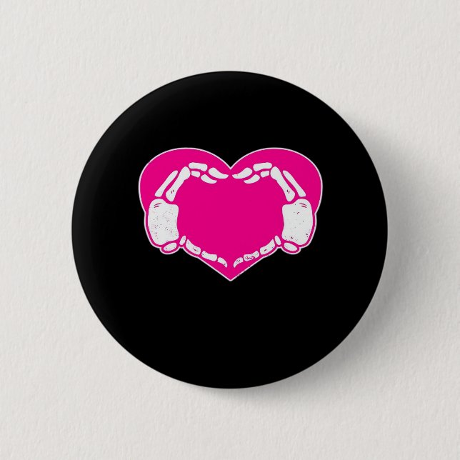 Skeleton Heart Hands Gothic Classic Look Button (Front)