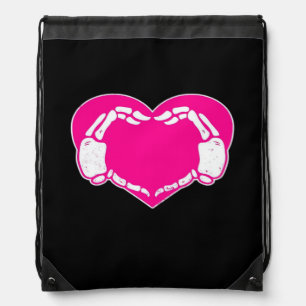Skeleton Heart Hands Gothic Classic Look Drawstring Bag