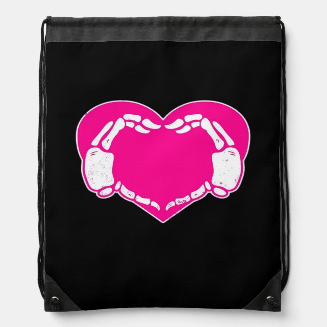 Skeleton Heart Hands Gothic Classic Look Drawstring Bag (Front)