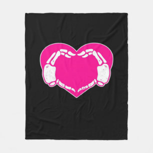 Skeleton Heart Hands Gothic Classic Look Fleece Blanket