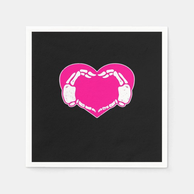 Skeleton Heart Hands Gothic Classic Look Napkins (Front)
