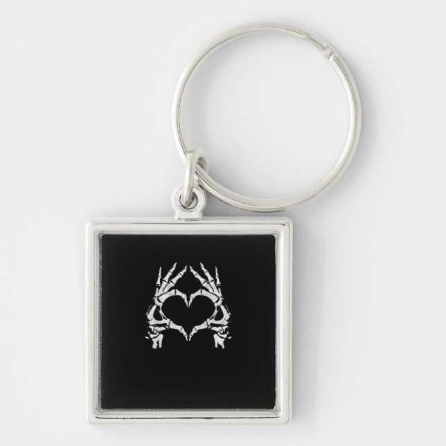Skeleton Heart Hands - Halloween - Skeleton Hands  Keychain (Front)