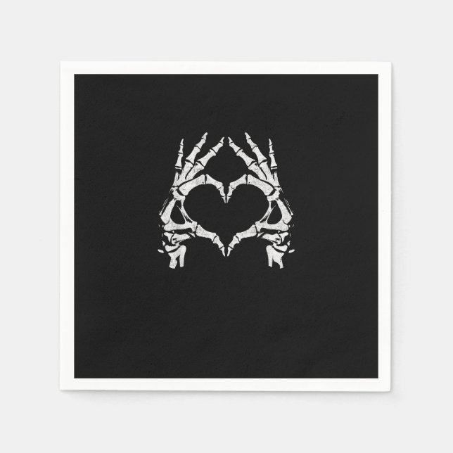 Skeleton Heart Hands - Halloween - Skeleton Hands  Napkins (Front)