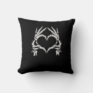 Skeleton Heart Hands - Halloween - Skeleton Hands Throw Pillow