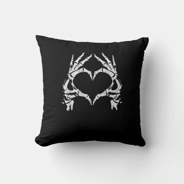 Skeleton Heart Hands - Halloween - Skeleton Hands  Throw Pillow (Front)