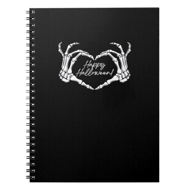 Skeleton Heart Hands, Happy Halloween Skeleton, Ha Notebook (Front)