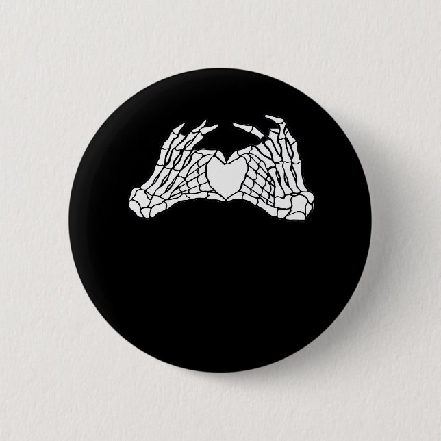 Skeleton Heart Hands Light Minimal Design Button (Front)
