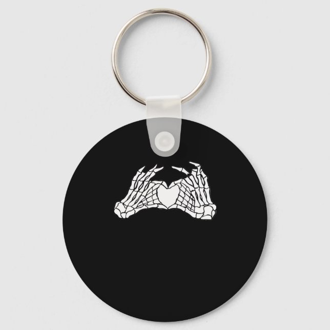Skeleton Heart Hands Light Minimal Design Keychain (Front)