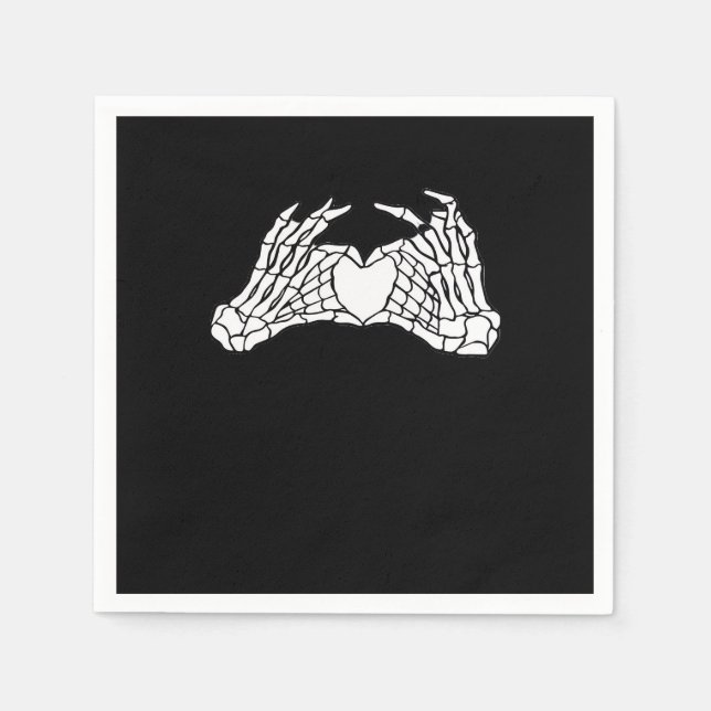 Skeleton Heart Hands Light Minimal Design Napkins (Front)