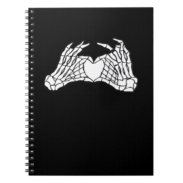 Skeleton Heart Hands Light Minimal Design Notebook (Front)