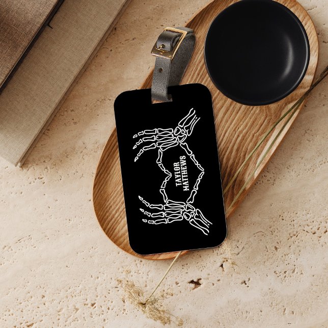 Skeleton Heart Hands Personalized Luggage Tag (Creator Uploaded)