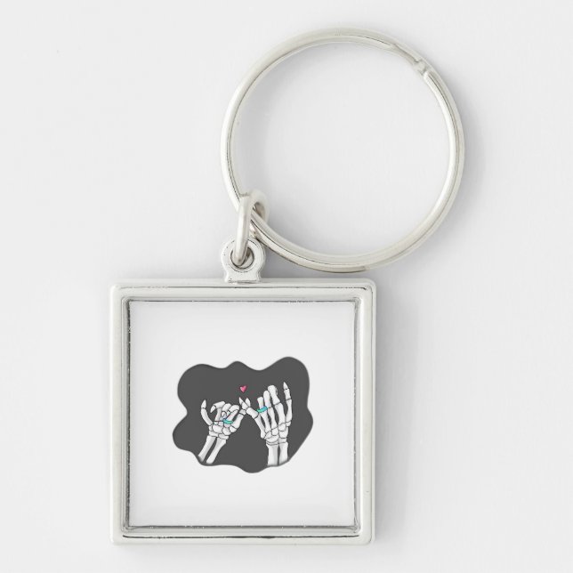 Skeleton Heart Hands  Promise Keychain (Front)