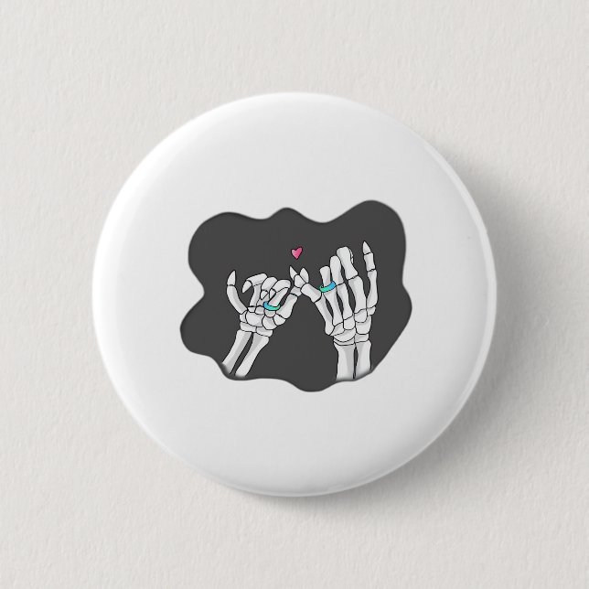 Skeleton Heart Hands Promise Symbolic Feeling Button (Front)