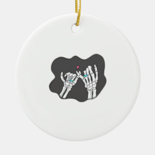 Skeleton Heart Hands Promise Symbolic Feeling Ceramic Ornament