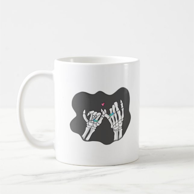 Skeleton Heart Hands Promise Symbolic Feeling Coffee Mug (Left)