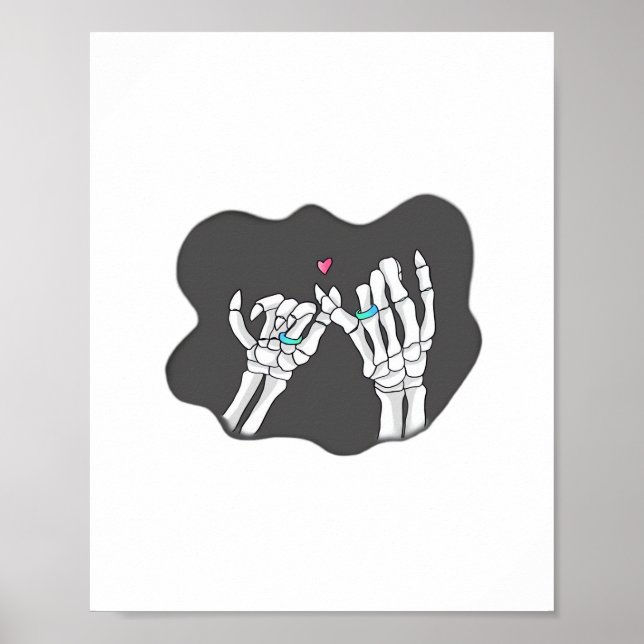 Skeleton Heart Hands Promise Symbolic Feeling Poster (Front)