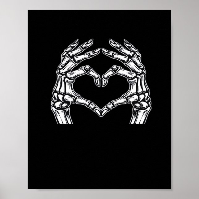 Skeleton Heart Hands Sign Halloween Costume Basic  (Front)