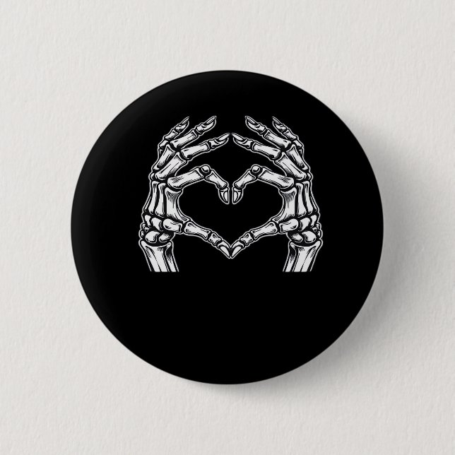 Skeleton Heart Hands Sign Halloween Costume Basic  Button (Front)