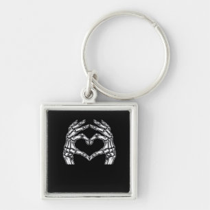 Skeleton Heart Hands Sign Halloween Costume Basic Keychain