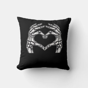 Skeleton Heart Hands Sign Halloween Costume Basic Throw Pillow