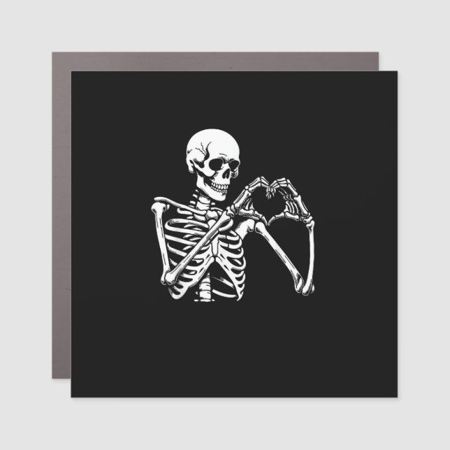 Skeleton Heart Hands Sign Halloween Costume Retro  (Front)