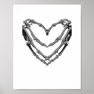 Skeleton Heart Hands Sign Halloween Costume Retro