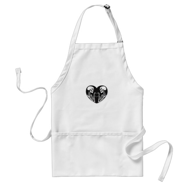 Skeleton Heart Hands Sign Halloween Costume Retro  Adult Apron (Front)