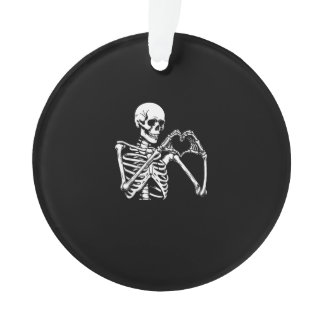 Skeleton Heart Hands Sign Halloween Costume Retro  Ornament