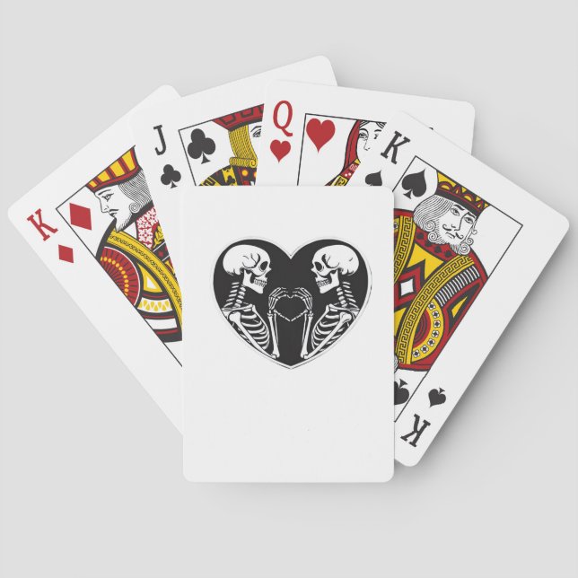 Skeleton Heart Hands Sign Halloween Costume Retro  Poker Cards (Back)