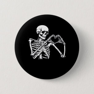 Skeleton Heart Hands Sign Halloween Costume Trendi Button