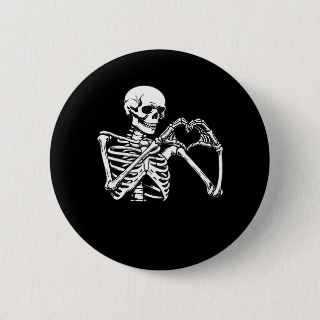 Skeleton Heart Hands Sign Halloween Costume Trendi Button (Front)