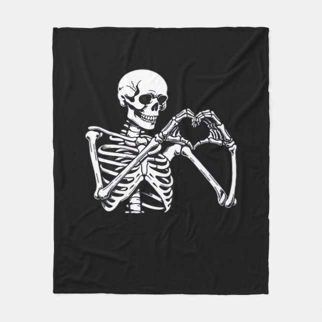 Skeleton Heart Hands Sign Halloween Costume Trendi Fleece Blanket (Front)
