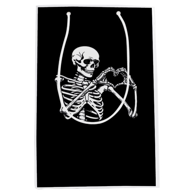 Skeleton Heart Hands Sign Halloween Costume Trendi Medium Gift Bag (Front)
