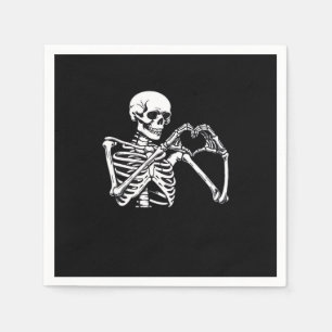 Skeleton Heart Hands Sign Halloween Costume Trendi Napkins