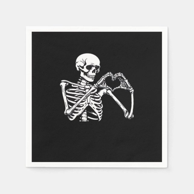 Skeleton Heart Hands Sign Halloween Costume Trendi Napkins (Front)