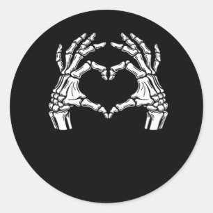 Skeleton Heart Hands Sign Halloween Costume Viral Classic Round Sticker