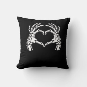 Skeleton Heart Hands Sign Halloween Costume Viral Throw Pillow