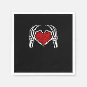 Skeleton Heart Hands Sign Valentine's Day Cute Hea Napkins