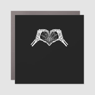 Skeleton Heart Hands Spiderweb Halloween Spooky Wo Car Magnet