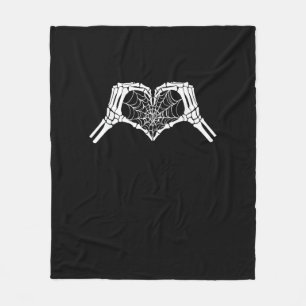 Skeleton Heart Hands Spiderweb Halloween Spooky Wo Fleece Blanket