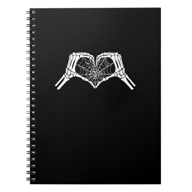 Skeleton Heart Hands Spiderweb Halloween Spooky Wo Notebook (Front)
